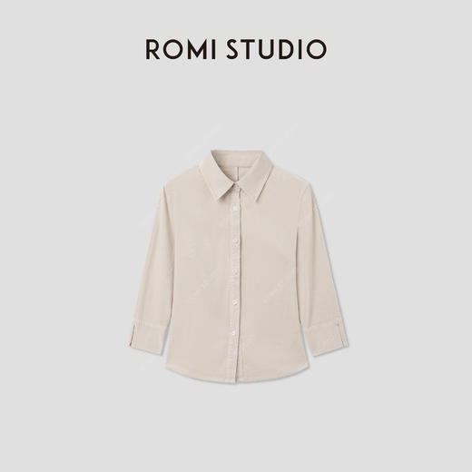 ROMI STUDIO“复古美学”弹力细纹灯芯绒面宽松翻领衬衫RWCAS65507 商品图0