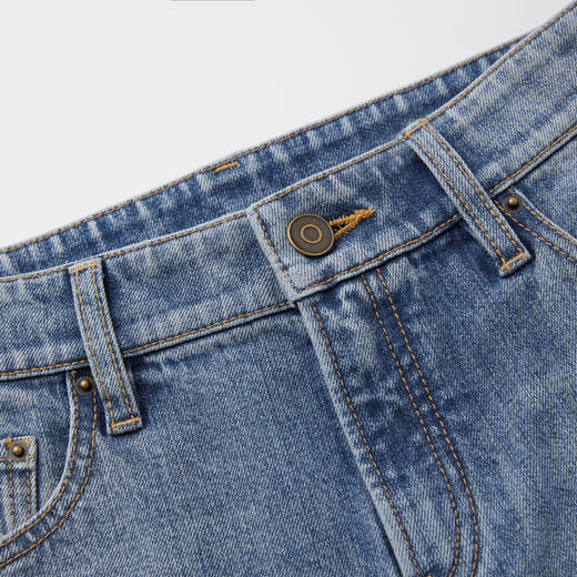 ROMI STUDIO“复古丹宁”高腰回弹不易皱石磨酵洗牛仔裤 RWBWXD1678  商品图2