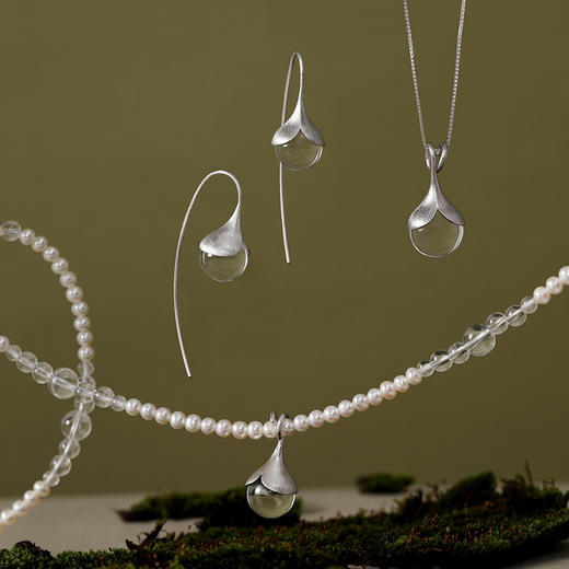 (72小时发货）COSTAR晨露项链耳环S925银白水晶珍珠清新灵动情人节女生生日礼物 商品图3