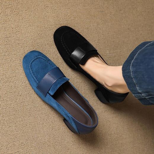 【预售5天】法式复古羊反绒乐福鞋女春秋单鞋中跟休闲豆豆鞋AJ&JL-809 商品图2