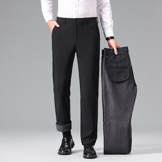 【加绒保暖】罗蒙男士秋冬款加绒商务风休闲裤舒适直筒百搭上班通勤长裤子 商品图1