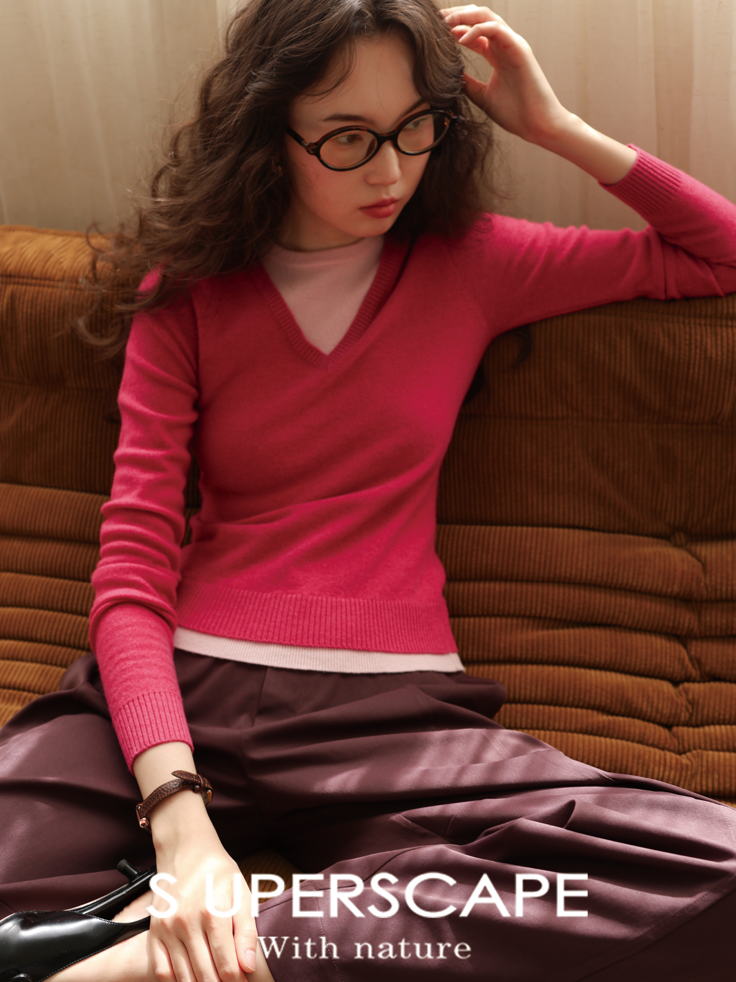 【8/25新品】素舶 100S进口澳洲美利奴羊毛柔软亲肤不扎假两件V领撞色针织衫