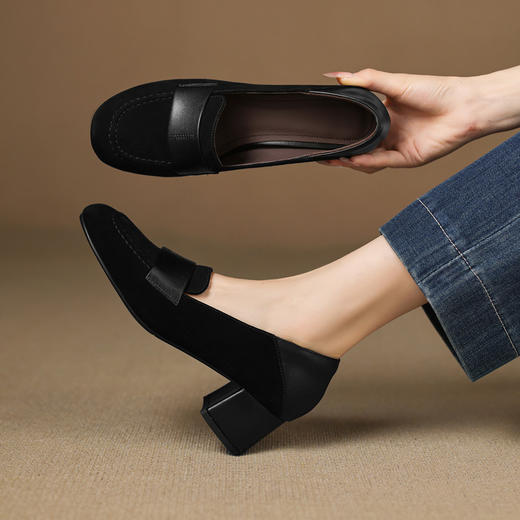 【预售5天】法式复古羊反绒乐福鞋，中跟休闲豆豆鞋AJ&JL-809 商品图3