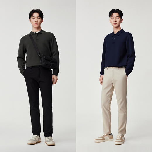 九牧王 羊绒混纺 秋季舒适长袖POLO衫CT15502 商品图2