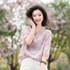 西子/【落樱】雪纺重工羽毛剪花一字领简约百搭中袖T恤/SYBH1050 商品缩略图4