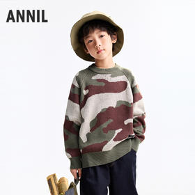 【炫酷迷彩毛衣】男童圆领长袖针织衫冬季新款安奈儿童装EB544549