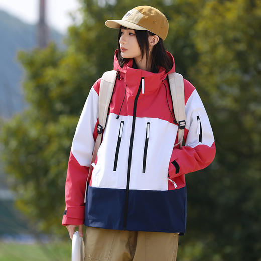 LUCKY DEER/幸运鹿情侣款防风防泼水拼色羽绒三合一冲锋衣 商品图0