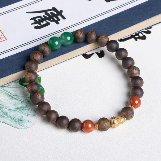 xy0554沉香+南红非洲翠手串 商品图3