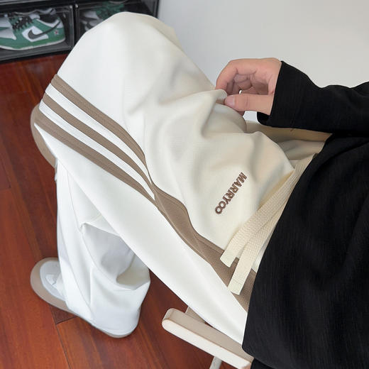 美式潮牌宽松运动侧边条纹三条杠休闲阔腿港风直筒垂感长裤KL3208 商品图2