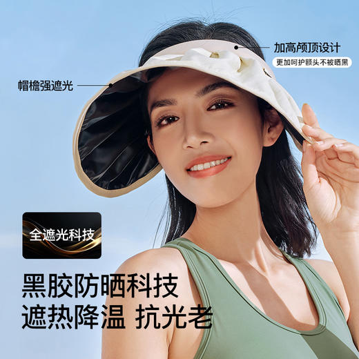 伯希和户外防晒帽女夏季黑胶遮阳防紫外线空顶帽大帽檐折叠帽子 商品图2