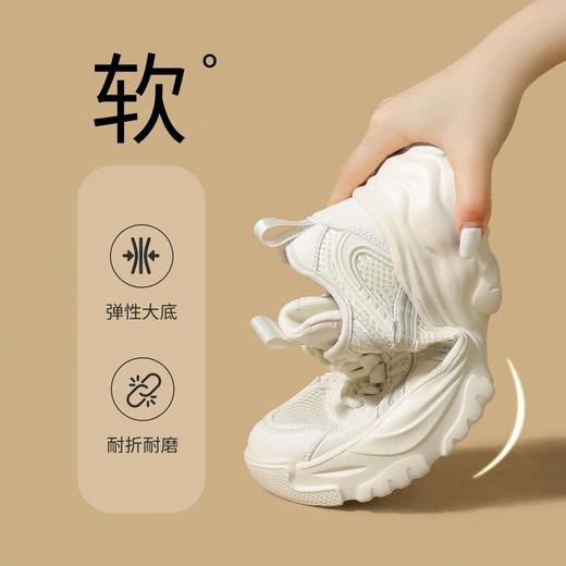 ZHR网面条纹老爹鞋透气厚底增高女鞋2025秋新款小个子运动休闲鞋 商品图3