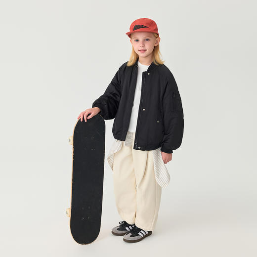 【无氟防泼水】马克珍妮女童挺括夹棉棒球服外套2025年秋冬新款551561 商品图2