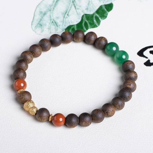 xy0554沉香+南红非洲翠手串 商品图2