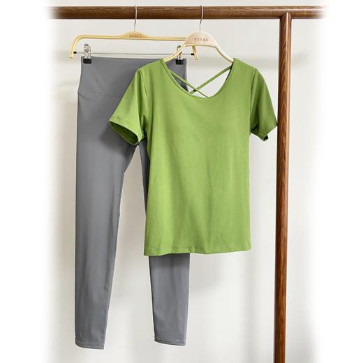 壁虎瑜伽【2310SY245+小糯弹】棉美背螺纹短袖两件套（一体式胸垫）【发货】 商品图6