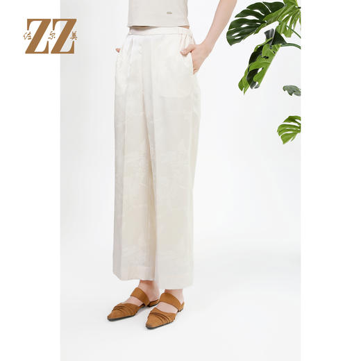 佐尔美新中式国风气质时尚提花长裤女M43KC10 商品图3