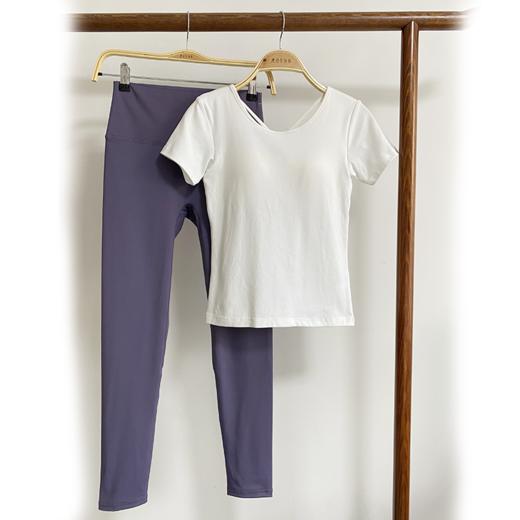 壁虎瑜伽【2310SY245+小糯弹】棉美背螺纹短袖两件套（一体式胸垫）【发货】 商品图2