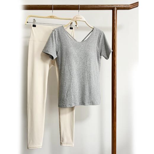 壁虎瑜伽【2310SY245+小糯弹】棉美背螺纹短袖两件套（一体式胸垫）【发货】 商品图4