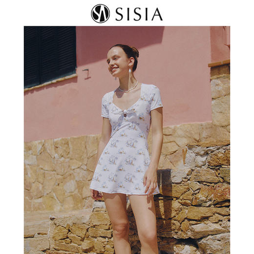 sisia2025新款泳衣女高级感连体保守遮肚显瘦海边度假泡温泉泳装 商品图0
