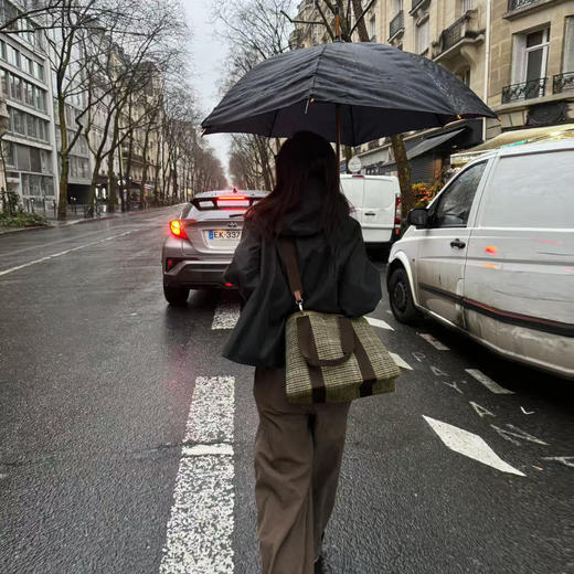 ROMI STUDIO”法式优雅”绵羊毛绒格纹帆布拼接手提托特包434S4063 商品图3