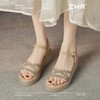 ZHR则则6.5CM坡跟凉鞋女水钻仙女风凉鞋女外出百搭气质高跟鞋夏季 商品缩略图5