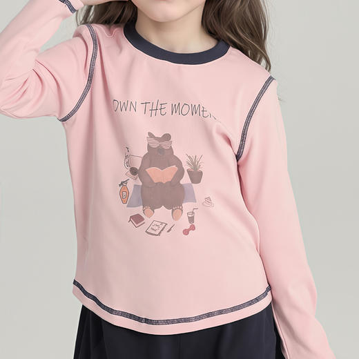 【女童撞色缝线可爱长袖T恤】巴比童装女童秋款圆领卡通上衣 儿童莱卡棉印花长袖t恤 宝宝休闲打底卫衣★ 商品图3