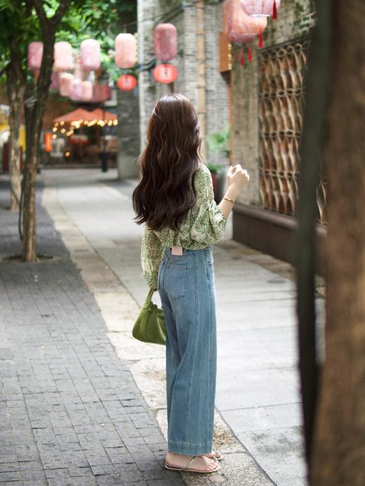 【百图lulu定制】【绿荫雪纺衫】法式复古 碎花 清新别致 灯笼袖长袖衬衫 商品图2