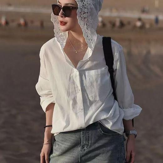 白月光蕾丝连帽设计感衬衫 商品图6