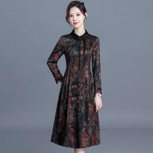时尚印花连衣裙，韩版修身气质中老年女装裙子YW-YXJY-782032 商品图3