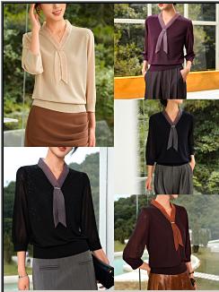 581093秋款上新 露西丝v领飘带衫针织衫 商品图2