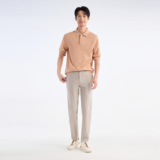 九牧王 春橙色扁机标准版长袖POLO衫JT1E15020 商品图1