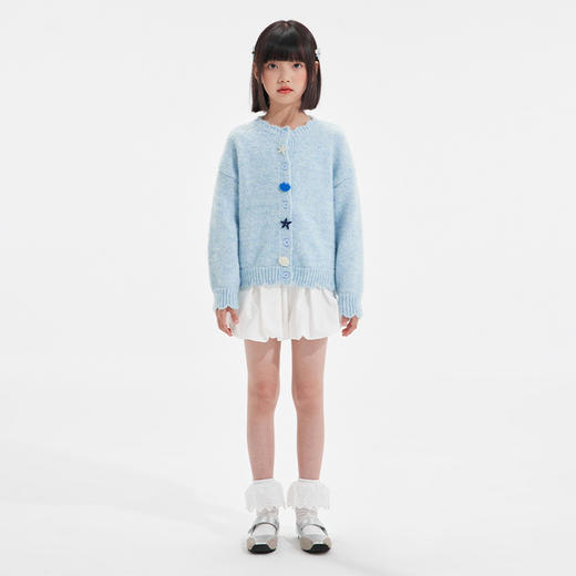 【含羊毛·趣味波浪领开衫】植木童装2025秋季新款女童针织开衫毛衣 商品图3