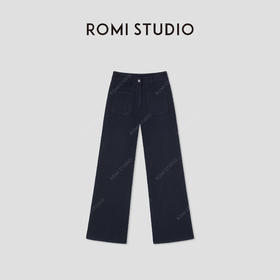 ROMI STUDIO“羊绒牛仔”山羊绒混纺弹性双贴袋牛仔裤RW24LXG1082