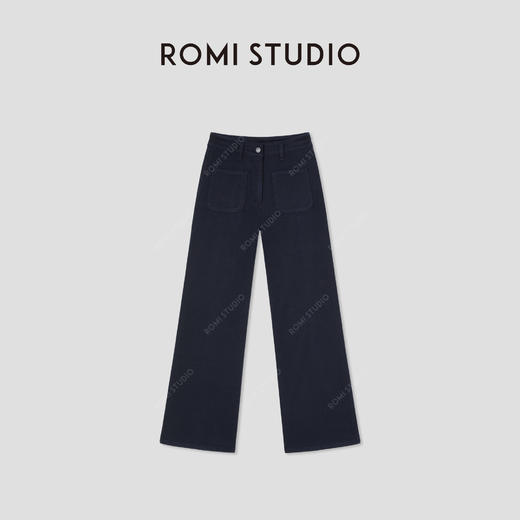 ROMI STUDIO“羊绒牛仔”山羊绒混纺弹性双贴袋牛仔裤RW24LXG1082 商品图0
