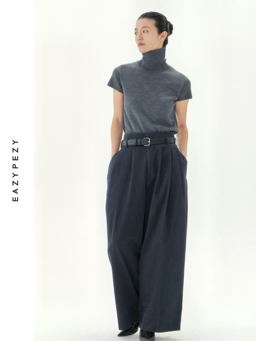 2025AW 精纺羊绒堆堆领短袖套头衫 商品图2