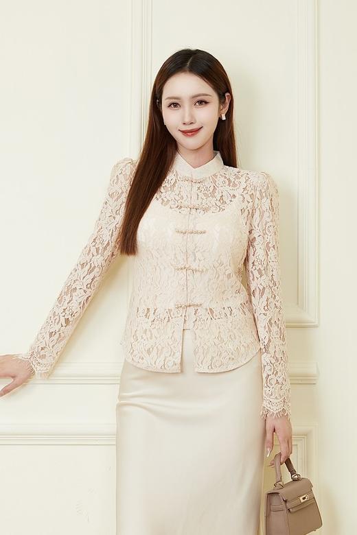 ELLA JADE 优雅浪漫宫廷袖盘扣蕾丝上衣 21088 商品图0