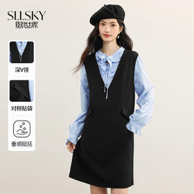 【08/19新品】熙世界气质减龄深V领背心裙女高级感无袖马甲连衣裙2025秋季新款
