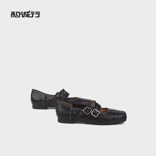 和诚行2025秋款法式双扣带浅口中跟单鞋0400257 商品图5