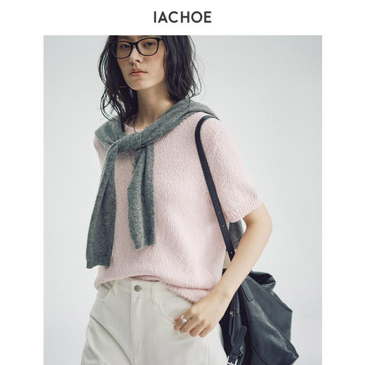 棉仓3661505005-肌理感花纱针织短袖上衣 商品图0