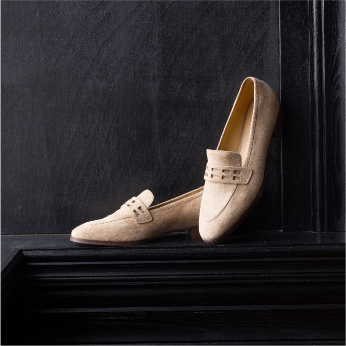 heelz设计师手工鞋履 ｜老钱繁花羊翻毛皮乐福鞋2.5公分