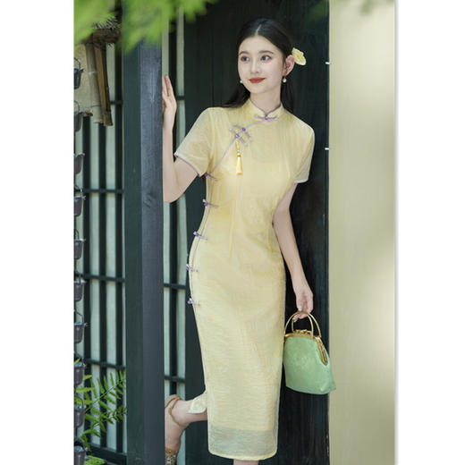 SKY 66950显白新中式国风改良修身显瘦旗袍裙 商品图3