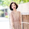 西子/新桥恋人重工刺绣立体浮雕感侧拉链松紧腰连衣裙/CQTJ016 商品缩略图7