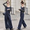 【预售3天】2025秋新款韩版牛仔显瘦百搭背心配阔腿裤休闲三件套套装YDYX9368 商品缩略图0