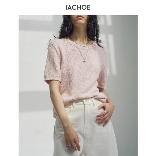 棉仓3661505005-肌理感花纱针织短袖上衣 商品图2