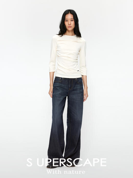 【8/25新品】素舶  13OZ重磅长绒棉竹节肌理感牛皮皮牌中低腰直筒牛仔裤 商品图4