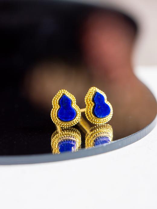 “蓝色小精灵”天然青金石葫芦耳钉 CF 商品图1