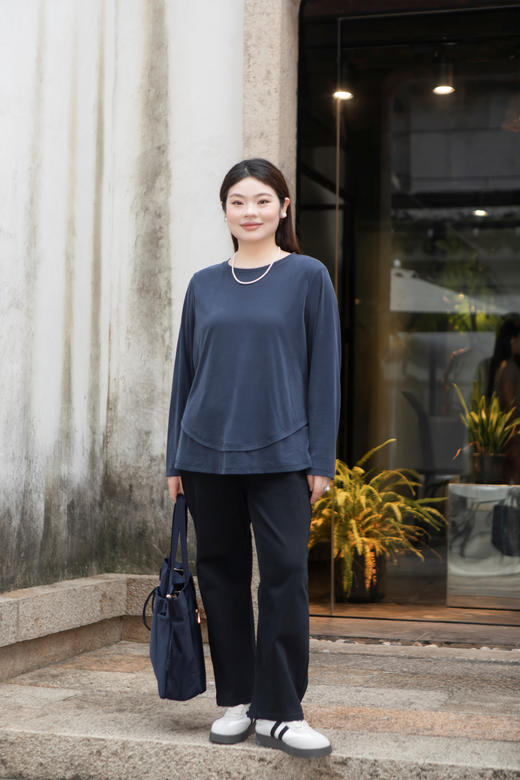 初秋王炸款，人手两件【百搭初秋打底衫】正码正拍，面料有弹、亲肤！经典圆领，不勒脖子，微A版型，腰间拼接，遮挡肉肉，非常百搭显瘦，不挑身材，不挑年龄！ 商品图12