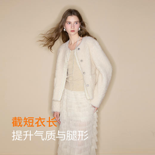 【100绵羊毛瘦瘦皮草】三彩2025冬季新款香风毛毛外套短款优雅M 商品图1