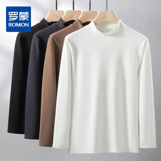 【男女同款】罗蒙秋冬打底衫舒适半高领套头衫多色弹力休闲显瘦内搭男女上衣T恤卫衣 商品图10