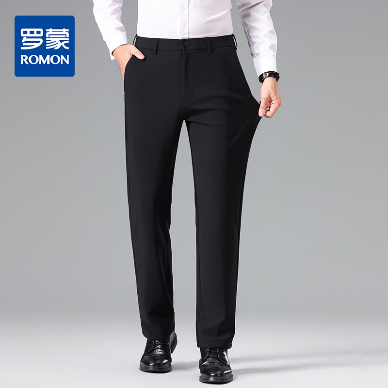 罗蒙春秋款男士休闲西裤直筒商务通勤上班百搭男士长裤子