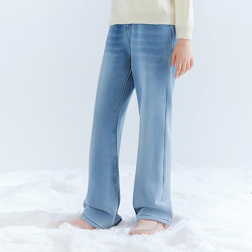 笛莎Deesha 童装女童裤子2025冬新款女童闪亮微喇秋冬牛仔裤 商品图1